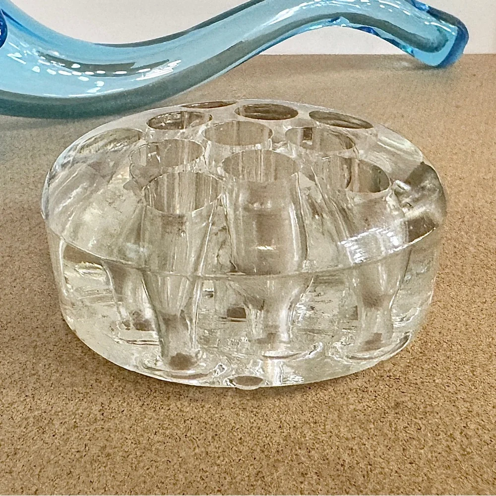 Vintage Glass Flower Frog (11 hole)